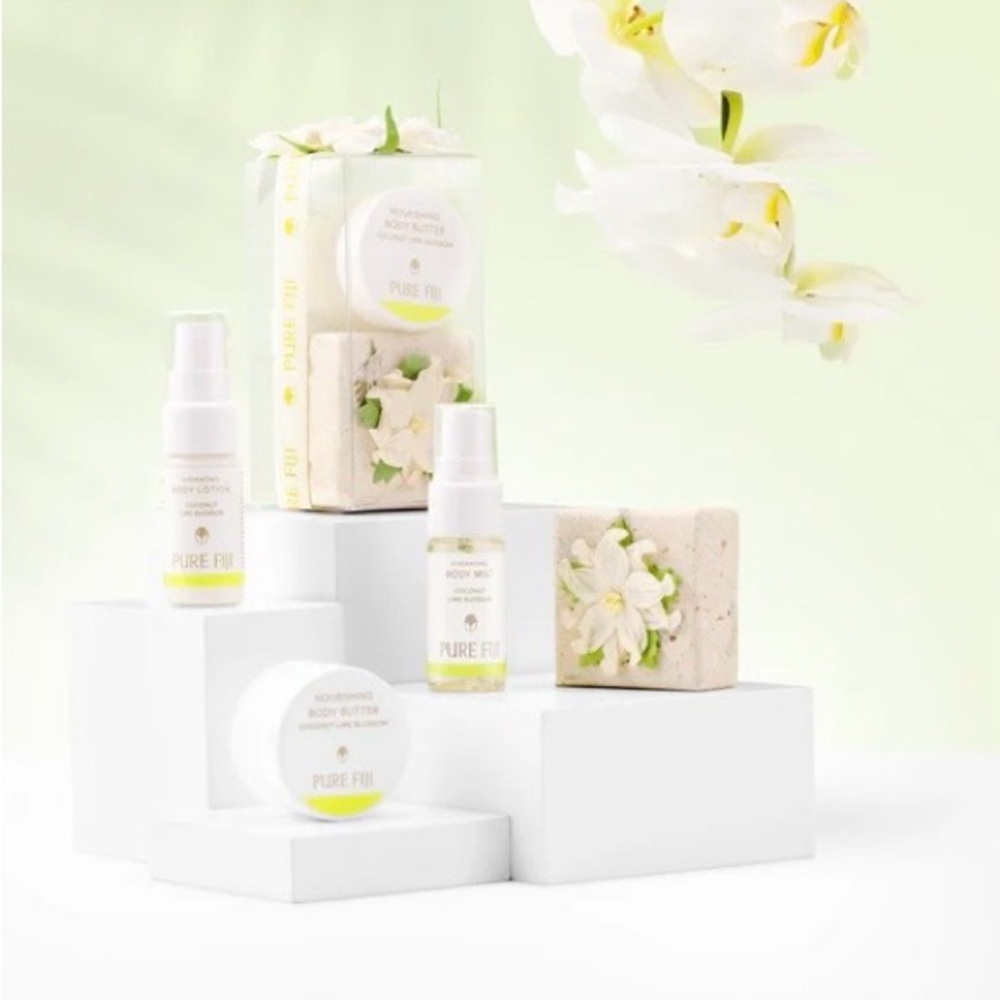 🆕 Pure Fiji Mini Spa Box Body Butter Soap Body Mist Lotion Coconut Milk & Honey